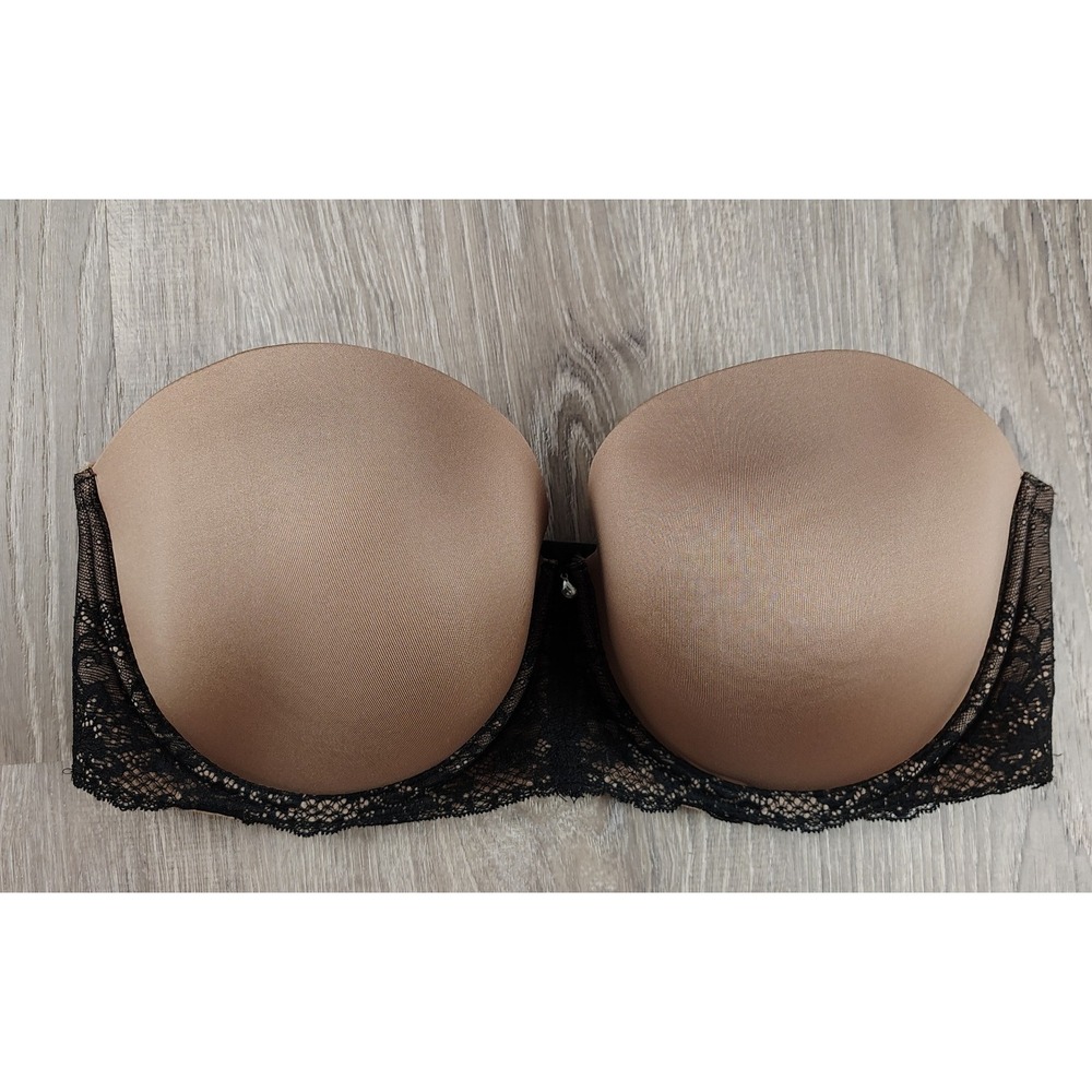 Torrid Bra 38DDD Brown Black Lace Underwire Strapless (NO STRAPS INCLUDED)